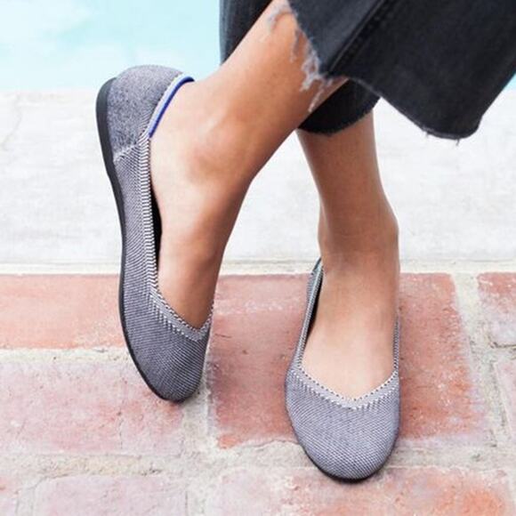 Rothy's‎ Grey Birdseye Round Toe Flats 9 - Picture 1 of 8